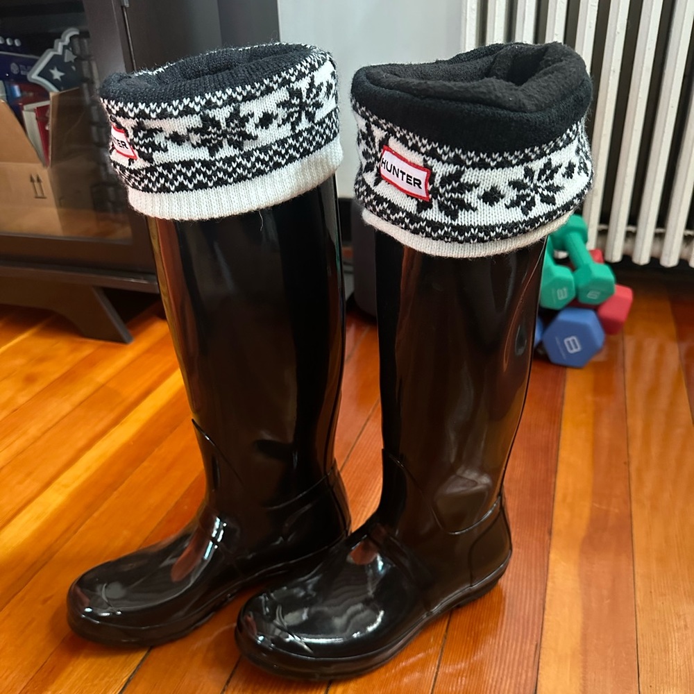 Black Gloss Hunter Boots